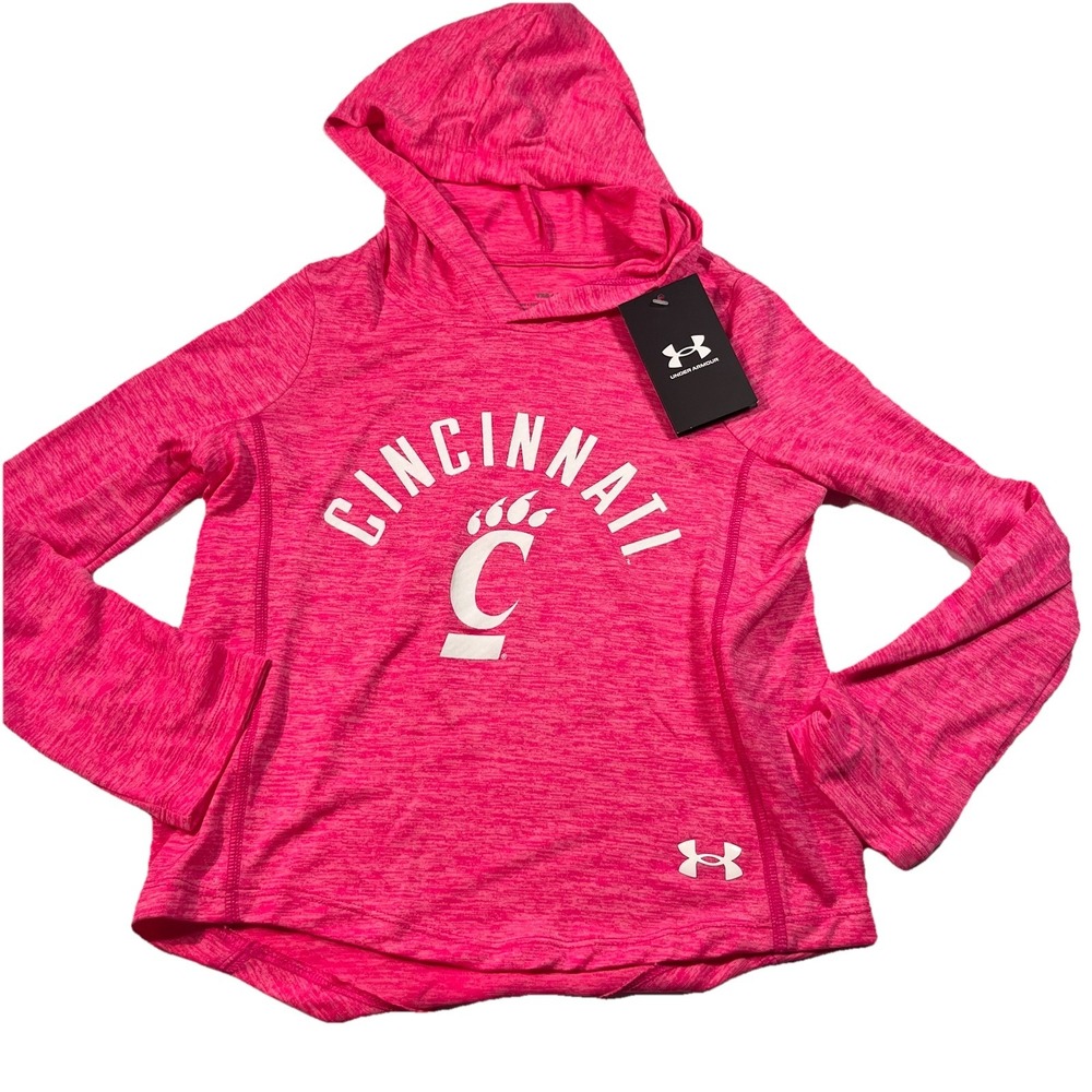 NWT Under Armour Cincinnati Bearcats‎ Light Hoodie Girls Youth XS Pink